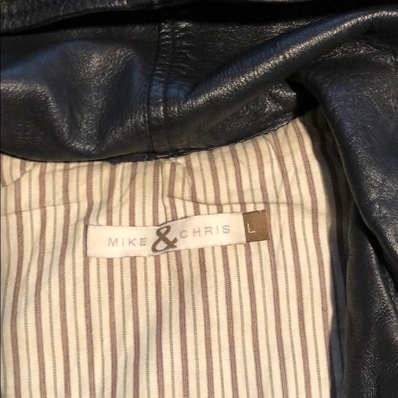 Dark navy hooded leather jacket - Picture 2 of 5